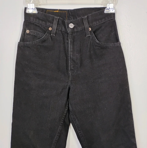 Vintage Levi's Orange Tab Relaxed Fit Tapered Leg Black Denim Jeans Size Small - Picture 3 of 12
